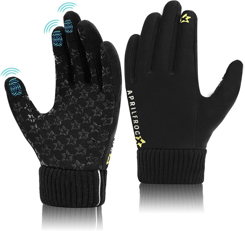 Aprilfrog Winter Kids Warm Sports Gloves: Cold Weather Water Resistant Touchscreen Fleece Soft Lining Children Mittens for Boys Girls 6-14 Years - Image 1